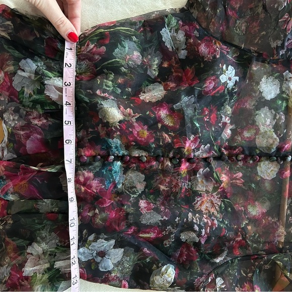 Alice + Olivia Sheer Floral Mini Dress - Black and Pink - Picture 11 of 12